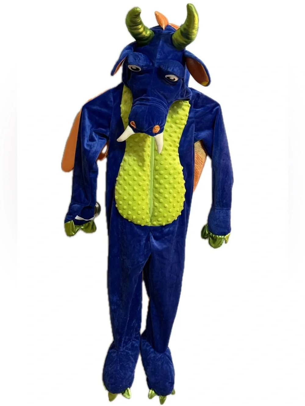 Kids Dragon Costume Size 5T Dream Play Imagine Blue Green Orange Wings